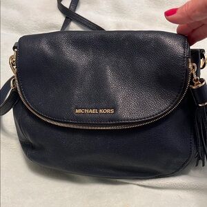 Michael Kors Navy Blue Crossbody Bag with Gold Accents